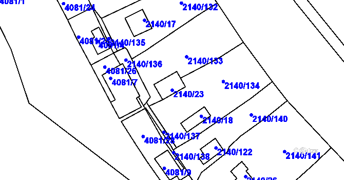 Parcela st. 2140/23 v KÚ Střekov, Katastrální mapa