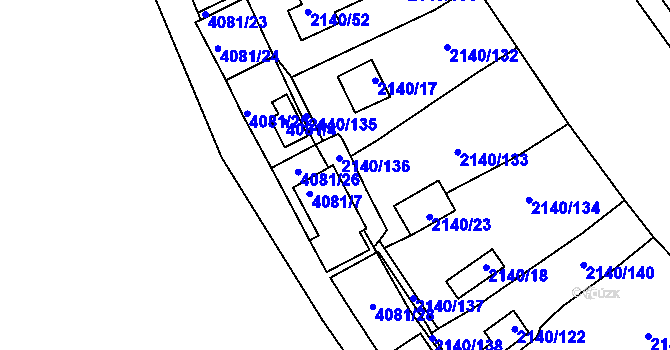 Parcela st. 2140/42 v KÚ Střekov, Katastrální mapa