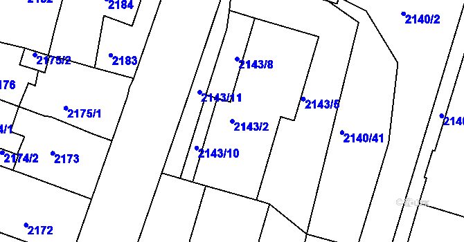 Parcela st. 2143/2 v KÚ Střekov, Katastrální mapa
