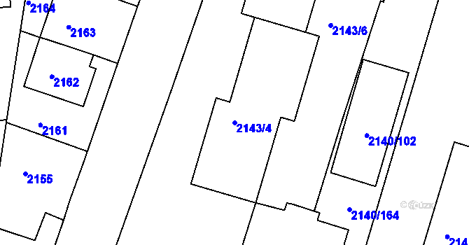 Parcela st. 2143/4 v KÚ Střekov, Katastrální mapa