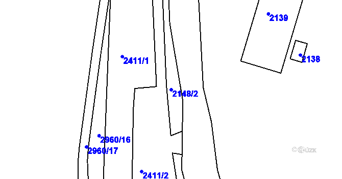 Parcela st. 2148/2 v KÚ Střekov, Katastrální mapa