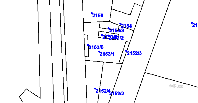 Parcela st. 2153/1 v KÚ Střekov, Katastrální mapa