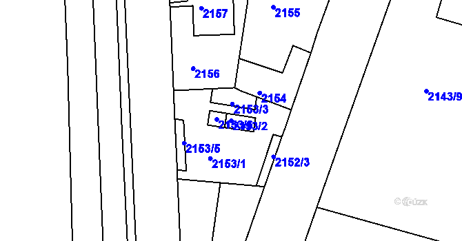 Parcela st. 2153/2 v KÚ Střekov, Katastrální mapa