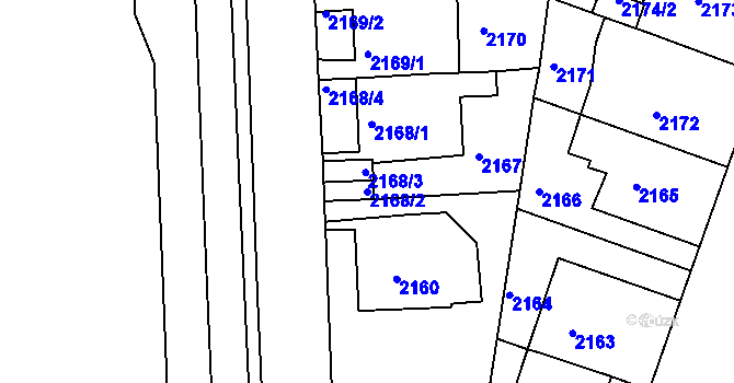 Parcela st. 2168/2 v KÚ Střekov, Katastrální mapa