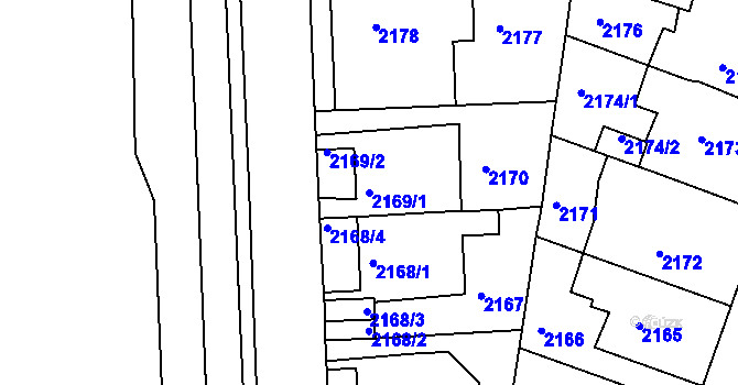 Parcela st. 2169/1 v KÚ Střekov, Katastrální mapa