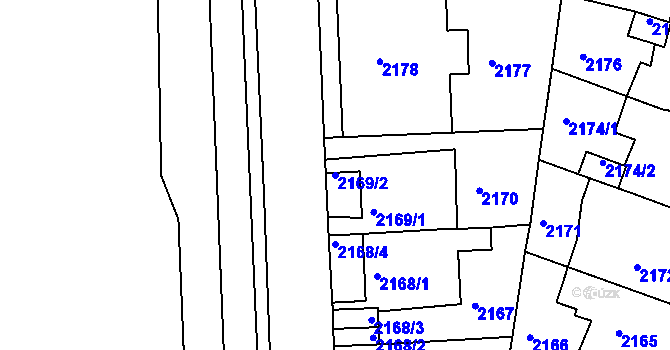 Parcela st. 2169/2 v KÚ Střekov, Katastrální mapa