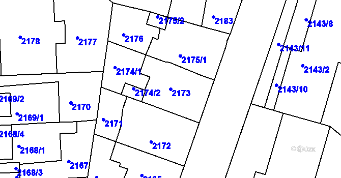 Parcela st. 2173 v KÚ Střekov, Katastrální mapa
