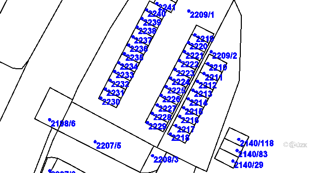 Parcela st. 2225 v KÚ Střekov, Katastrální mapa