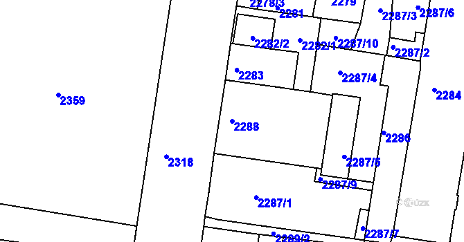 Parcela st. 2288 v KÚ Střekov, Katastrální mapa