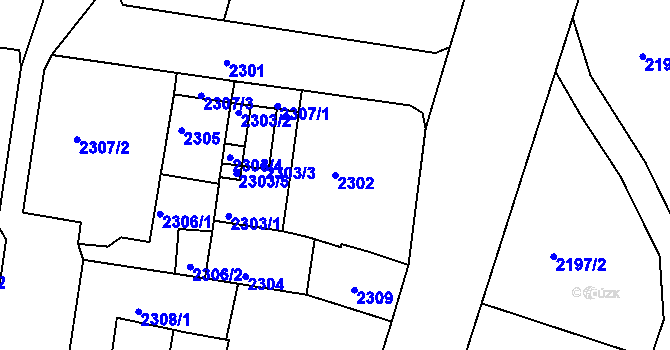Parcela st. 2302 v KÚ Střekov, Katastrální mapa