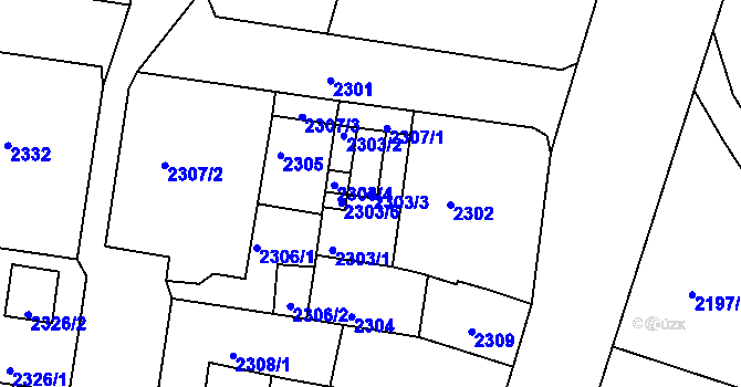 Parcela st. 2303/3 v KÚ Střekov, Katastrální mapa