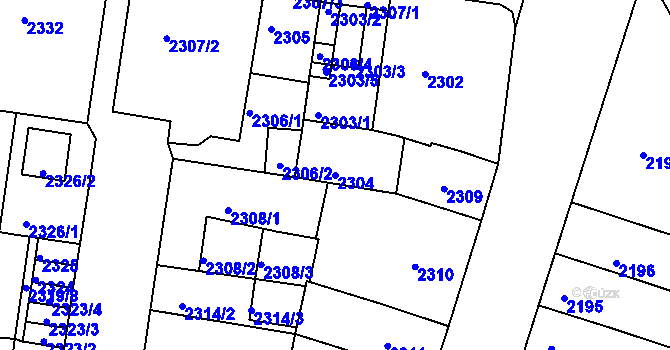 Parcela st. 2304 v KÚ Střekov, Katastrální mapa