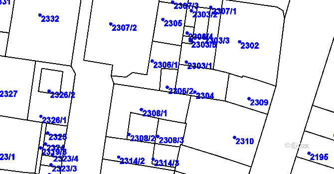 Parcela st. 2306/2 v KÚ Střekov, Katastrální mapa