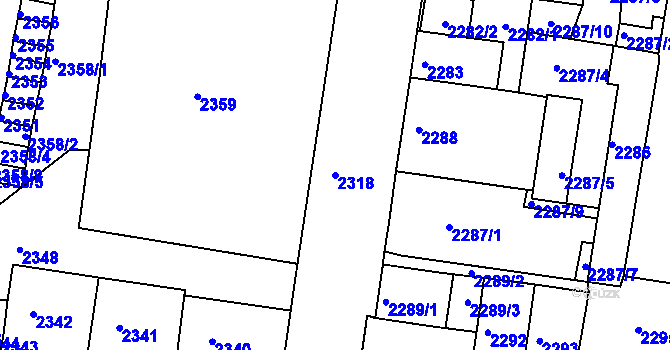 Parcela st. 2318 v KÚ Střekov, Katastrální mapa
