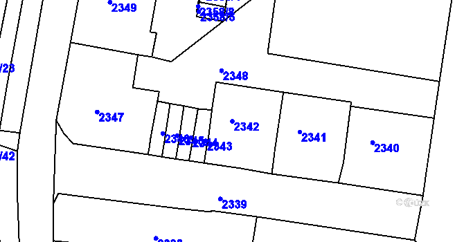 Parcela st. 2342 v KÚ Střekov, Katastrální mapa