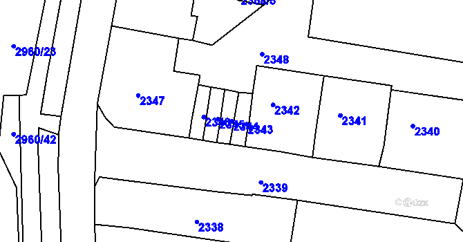 Parcela st. 2344 v KÚ Střekov, Katastrální mapa