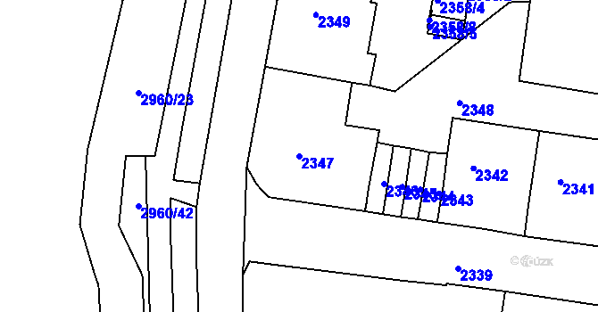 Parcela st. 2347 v KÚ Střekov, Katastrální mapa