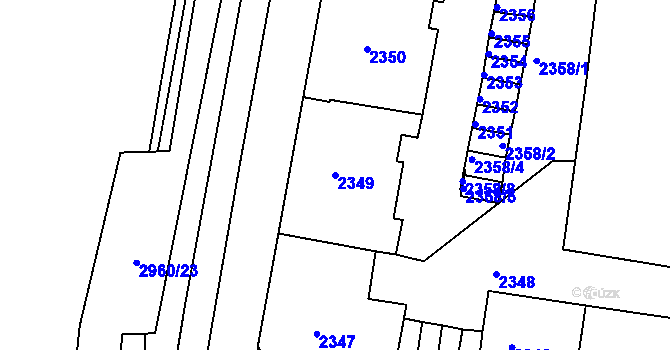 Parcela st. 2349 v KÚ Střekov, Katastrální mapa