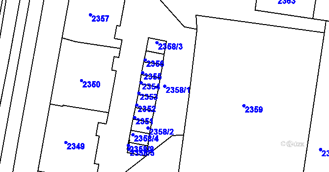 Parcela st. 2358/1 v KÚ Střekov, Katastrální mapa