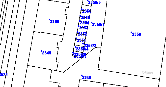 Parcela st. 2358/2 v KÚ Střekov, Katastrální mapa