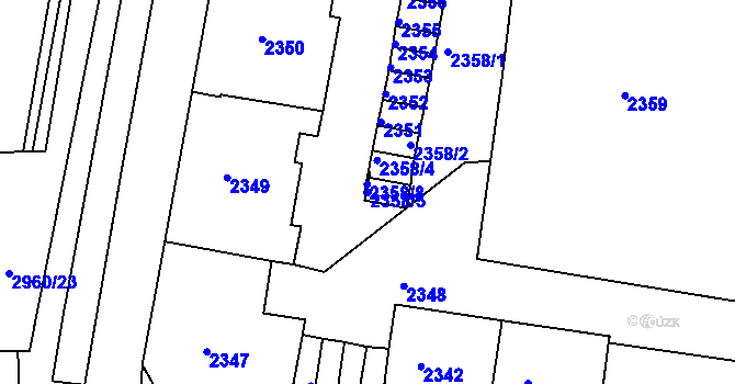 Parcela st. 2358/5 v KÚ Střekov, Katastrální mapa