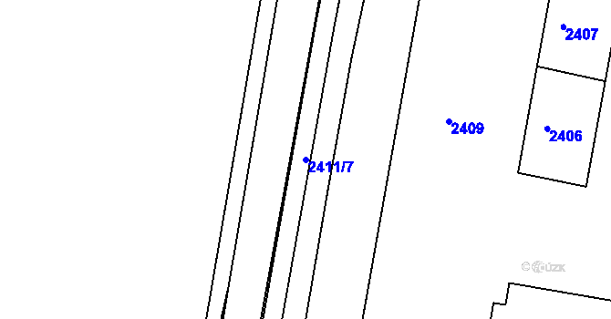 Parcela st. 2411/7 v KÚ Střekov, Katastrální mapa
