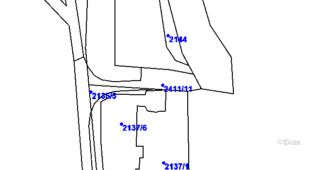 Parcela st. 2411/11 v KÚ Střekov, Katastrální mapa