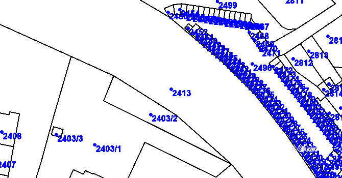 Parcela st. 2413 v KÚ Střekov, Katastrální mapa