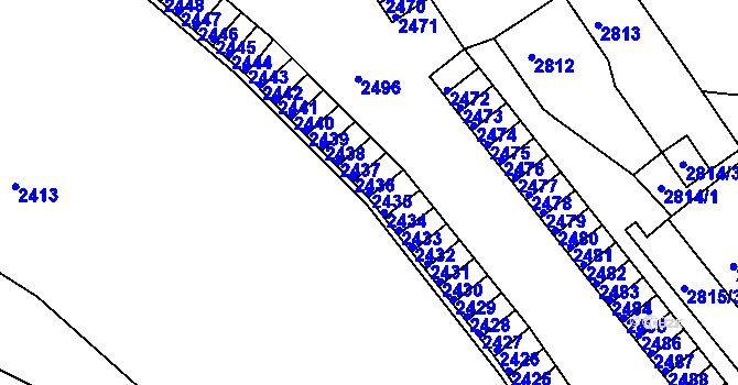 Parcela st. 2435 v KÚ Střekov, Katastrální mapa