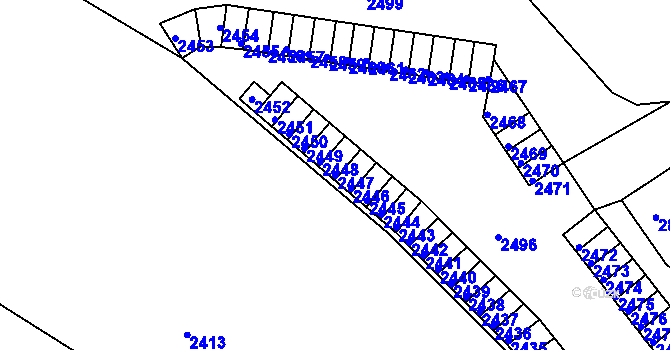 Parcela st. 2447 v KÚ Střekov, Katastrální mapa