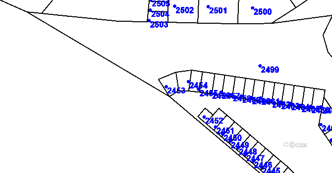 Parcela st. 2453 v KÚ Střekov, Katastrální mapa