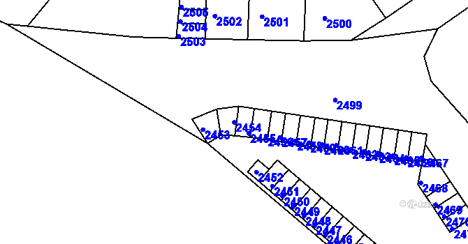 Parcela st. 2454 v KÚ Střekov, Katastrální mapa