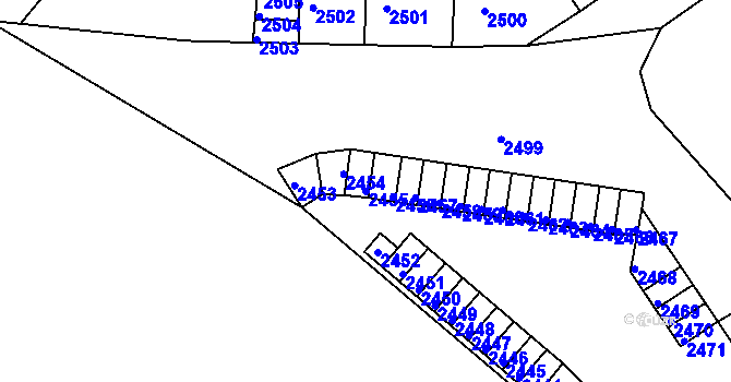 Parcela st. 2455 v KÚ Střekov, Katastrální mapa