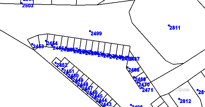 Parcela st. 2463 v KÚ Střekov, Katastrální mapa