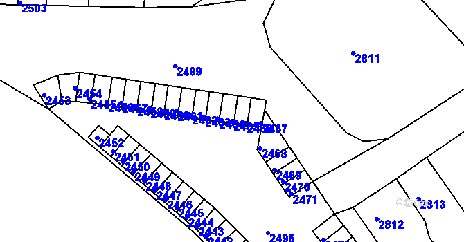 Parcela st. 2465 v KÚ Střekov, Katastrální mapa