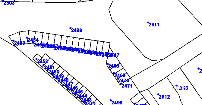 Parcela st. 2466 v KÚ Střekov, Katastrální mapa