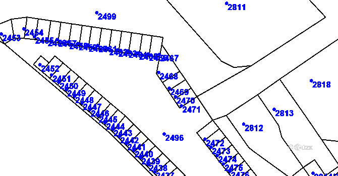 Parcela st. 2469 v KÚ Střekov, Katastrální mapa