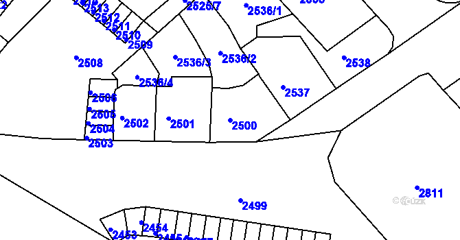 Parcela st. 2500 v KÚ Střekov, Katastrální mapa