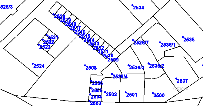Parcela st. 2510 v KÚ Střekov, Katastrální mapa
