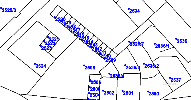 Parcela st. 2511 v KÚ Střekov, Katastrální mapa