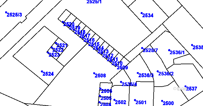 Parcela st. 2512 v KÚ Střekov, Katastrální mapa