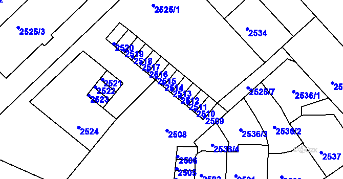 Parcela st. 2513 v KÚ Střekov, Katastrální mapa