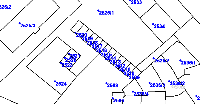 Parcela st. 2515 v KÚ Střekov, Katastrální mapa