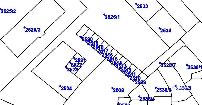 Parcela st. 2516 v KÚ Střekov, Katastrální mapa