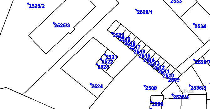 Parcela st. 2521 v KÚ Střekov, Katastrální mapa