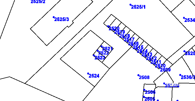Parcela st. 2522 v KÚ Střekov, Katastrální mapa