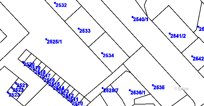 Parcela st. 2534 v KÚ Střekov, Katastrální mapa