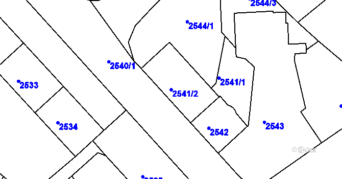 Parcela st. 2541/2 v KÚ Střekov, Katastrální mapa