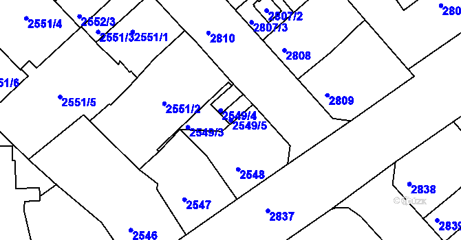 Parcela st. 2549/5 v KÚ Střekov, Katastrální mapa