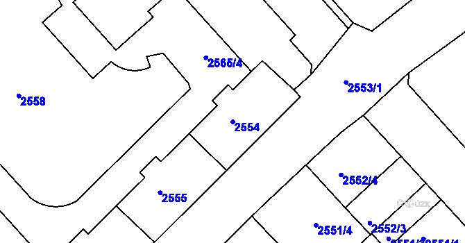 Parcela st. 2554 v KÚ Střekov, Katastrální mapa